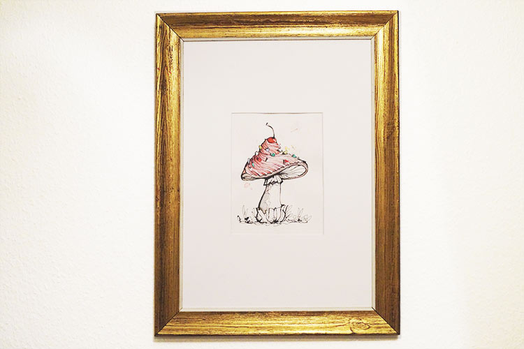 pink and ink/cupcake mushroom (original)